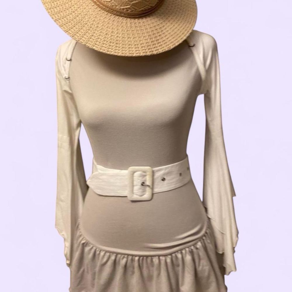 Chic gray/Cream Ruffle dress - Picture 5 of 8